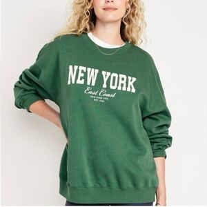 Old Navy Oversized 'New York' Sweatshirt Size Medium Green